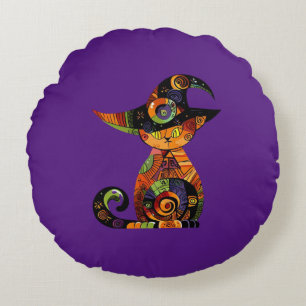 Halloween/mystical/cat/fall round cushion