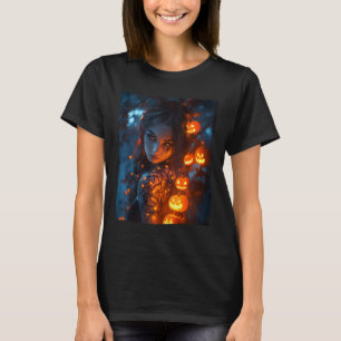 Halloween Mystical Enchanting Witch Glowing Pumpki T-Shirt