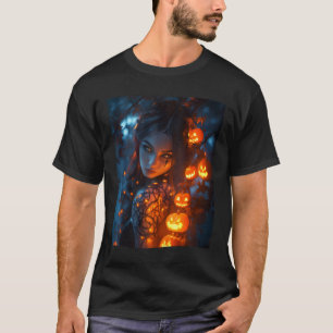 Halloween Mystical Enchanting Witch Glowing Pumpki T-Shirt
