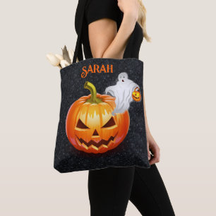 Halloween Name Trick or Treat Scary Pumpkin Ghost Tote Bag