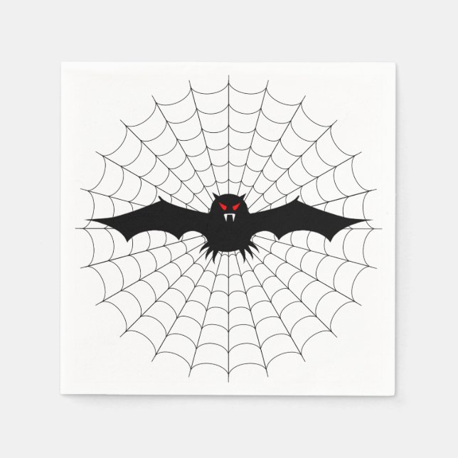 Halloween Napkin/Spider Web and Bat Napkin (Front)