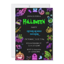 Halloween Neon Costume Party Invitation