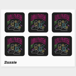 Halloween Neon Glow Look Beer Drink Party Square Sticker