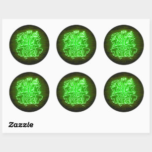 Halloween Neon Glow Look Green Trick Treat Party  Classic Round Sticker