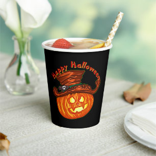 Halloween Neon Glow Look Pumpkin Party  Paper Cups