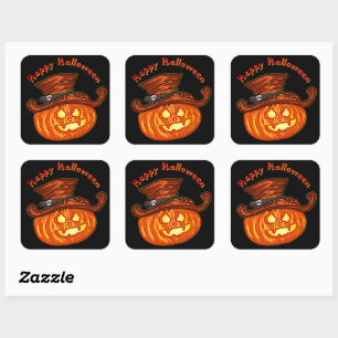 Halloween Neon Glow Look Pumpkin Party   Square Sticker