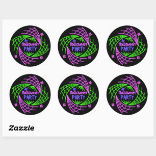 Halloween Neon Glow Look Spider Web Party  Classic Round Sticker