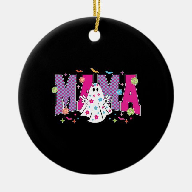 Halloween Neon Mama Mini Ceramic Tree Decoration (Front)