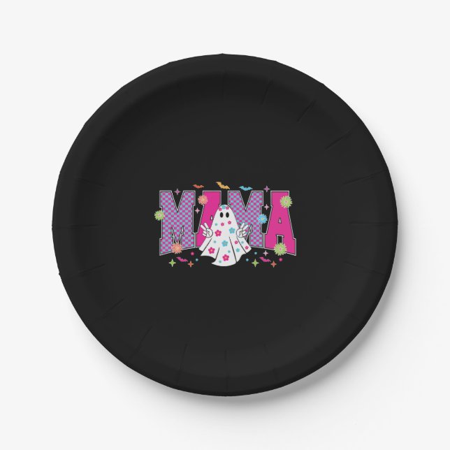 Halloween Neon Mama Mini Paper Plate (Front)