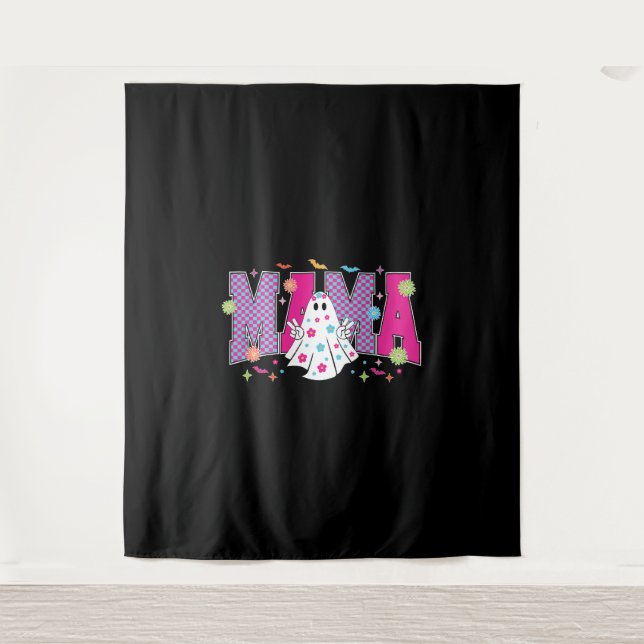 Halloween Neon Mama Mini Tapestry (Front)