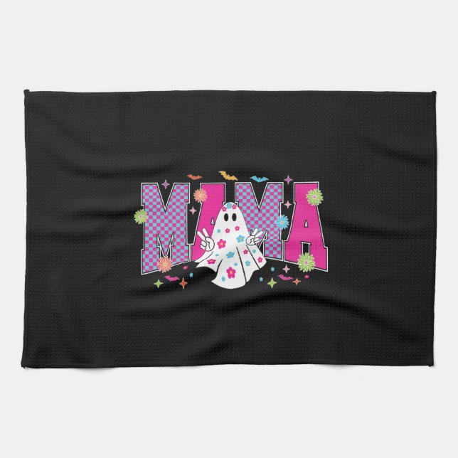 Halloween Neon Mama Mini Tea Towel (Horizontal)