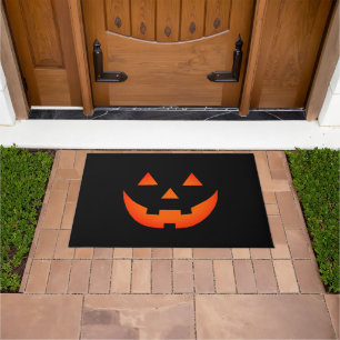 Halloween neon orange black Jack o lantern Doormat