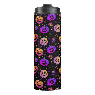 Halloween neon pumpkin pattern thermal tumbler