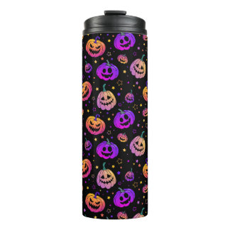 Halloween neon pumpkin pattern thermal tumbler