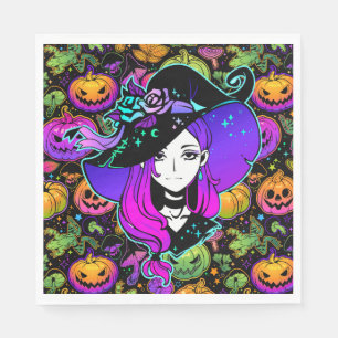 Halloween Neon Witch  Napkin