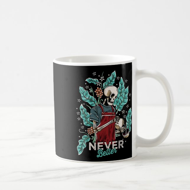 Halloween Never Better Skeleton Drinking Coffee  Mug (Right)