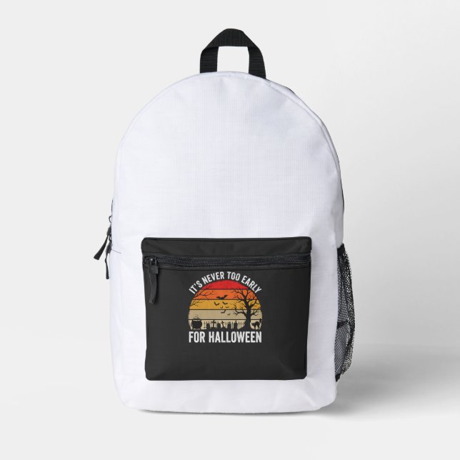 Halloween Never Too Early Vintage Sunset Printed Backpack (Front)