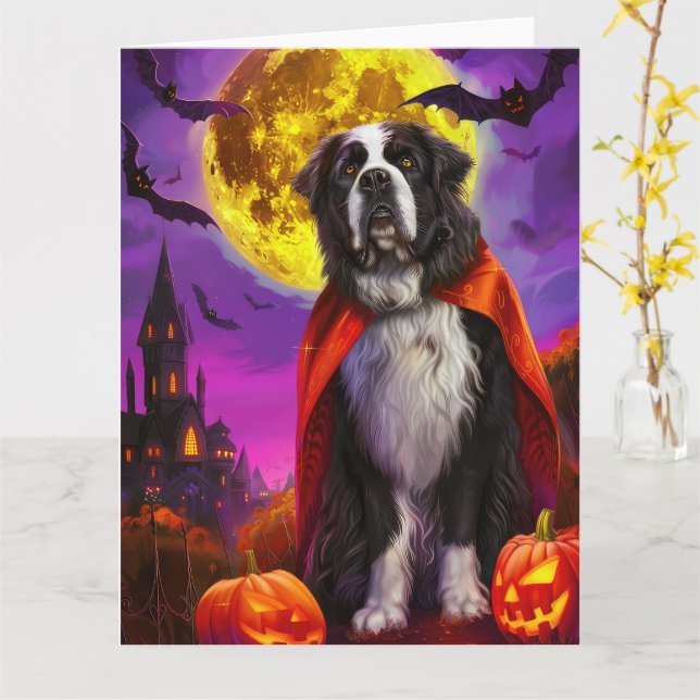  Halloween Newfoundland Vampire Pumpkins Scary Card (Yellow Flower)