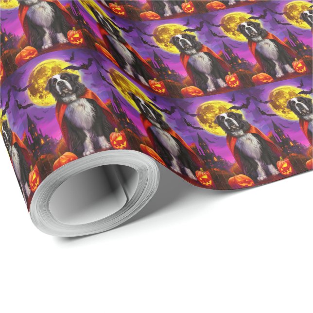  Halloween Newfoundland Vampire Pumpkins Scary Wrapping Paper (Roll Corner)