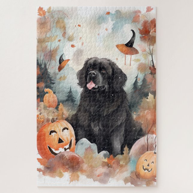 Halloween Newfoundland With Pumpkins Scary  Jigsaw Puzzle (Vertical)
