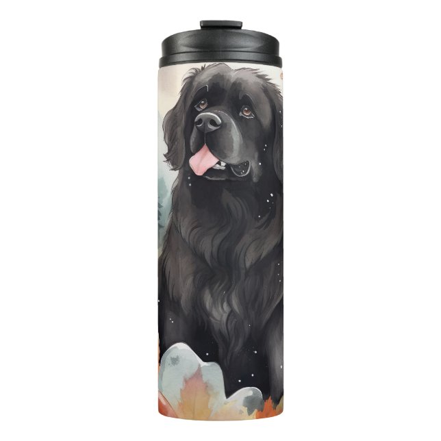 Halloween Newfoundland With Pumpkins Scary  Thermal Tumbler (Front)