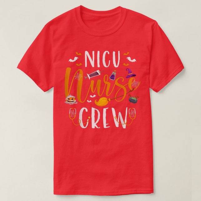 Halloween NICU Nurse Crew Funny Halloween Witch Nu T-Shirt (Design Front)