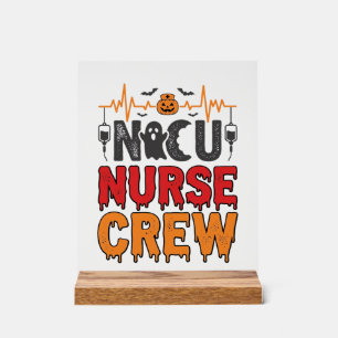 Halloween NICU Nurse Crew Vintage Typography Shirt Acrylic Sign