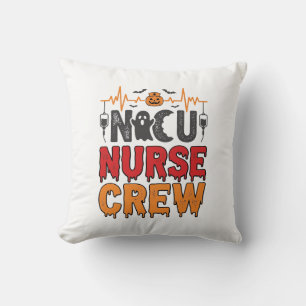 Halloween NICU Nurse Crew Vintage Typography Shirt Cushion