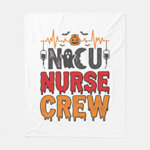 Halloween NICU Nurse Crew Vintage Typography Shirt Fleece Blanket