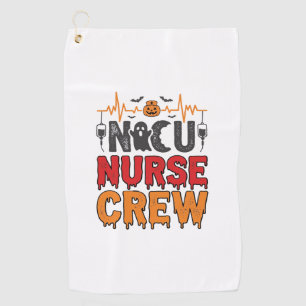 Halloween NICU Nurse Crew Vintage Typography Shirt Golf Towel