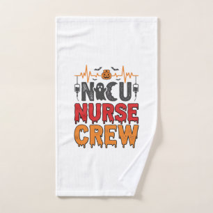 Halloween NICU Nurse Crew Vintage Typography Shirt Hand Towel