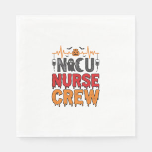 Halloween NICU Nurse Crew Vintage Typography Shirt Napkin