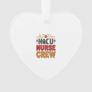 Halloween NICU Nurse Crew Vintage Typography Shirt Ornament