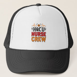 Halloween NICU Nurse Crew Vintage Typography Shirt Trucker Hat