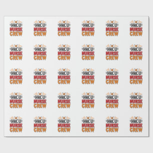 Halloween NICU Nurse Crew Vintage Typography Shirt Wrapping Paper