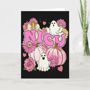 Halloween Nicu Nurse Pink Floral Pumpkin Ghost Icu Card