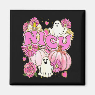 Halloween Nicu Nurse Pink Floral Pumpkin Ghost Icu Magnet