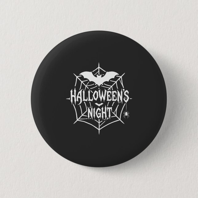 Halloween Night Bat Spider Web Vector Design_1 6 Cm Round Badge (Front)