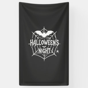 Halloween Night Bat Spider Web Vector Design_1 Banner