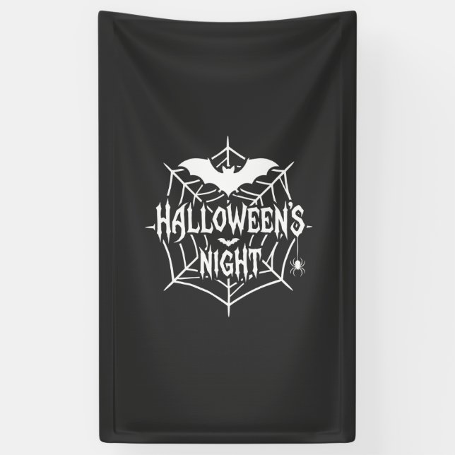 Halloween Night Bat Spider Web Vector Design_1 Banner (Vertical)