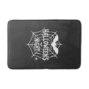 Halloween Night Bat Spider Web Vector Design_1 Bath Mat
