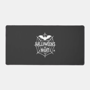 Halloween Night Bat Spider Web Vector Design_1 Desk Mat