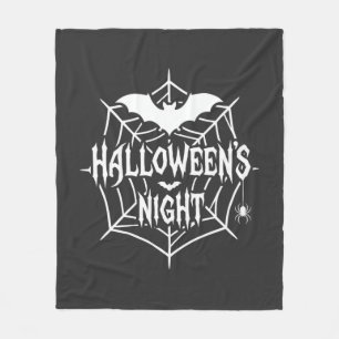 Halloween Night Bat Spider Web Vector Design_1 Fleece Blanket