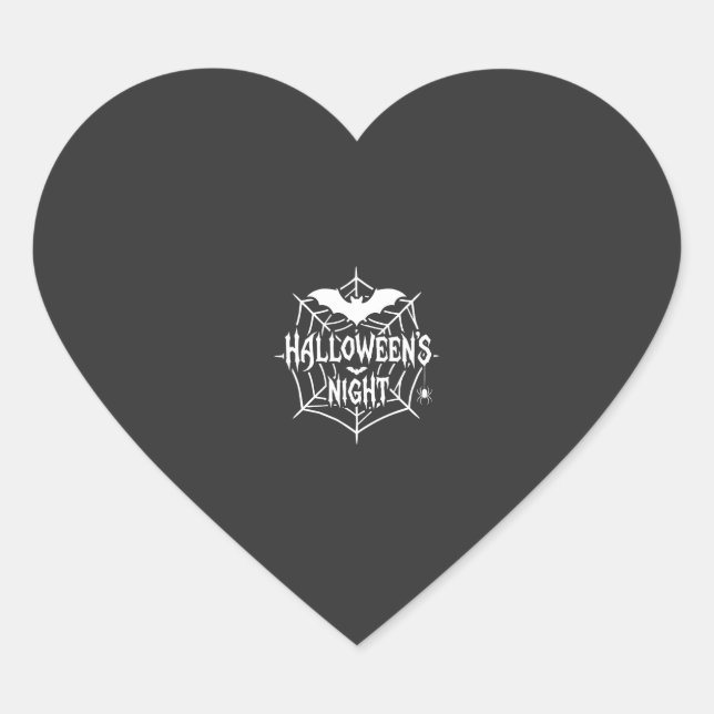 Halloween Night Bat Spider Web Vector Design_1 Heart Sticker (Front)