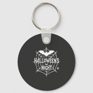 Halloween Night Bat Spider Web Vector Design_1 Key Ring