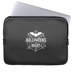 Halloween Night Bat Spider Web Vector Design_1 Laptop Sleeve