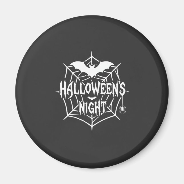 Halloween Night Bat Spider Web Vector Design_1 Magnet (Front)