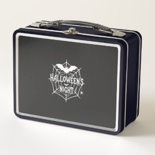 Halloween Night Bat Spider Web Vector Design_1 Metal Lunch Box