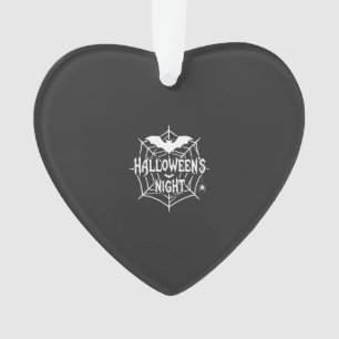 Halloween Night Bat Spider Web Vector Design_1 Ornament