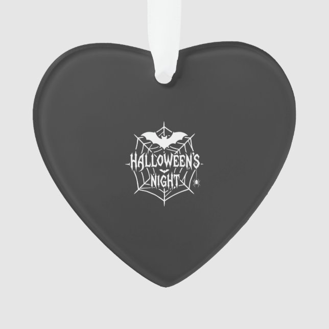 Halloween Night Bat Spider Web Vector Design_1 Ornament (Front)